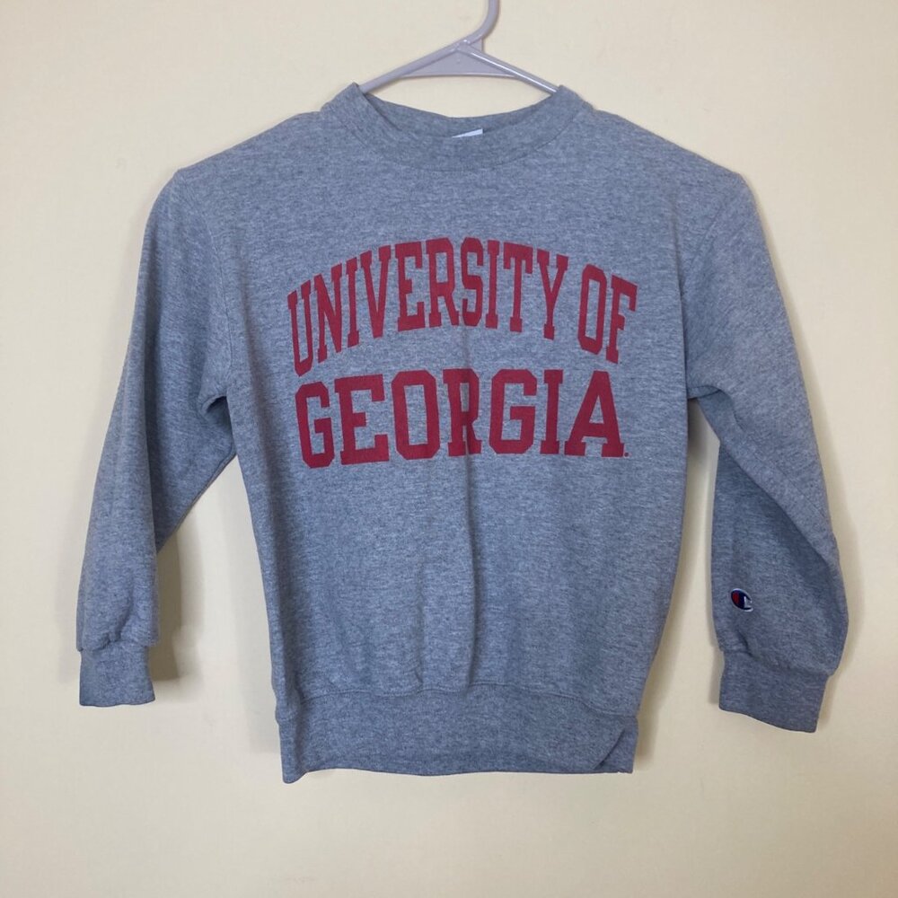 Vintage Champion Eco Sweatshirt Youth Small 6 7 University of Georgia Gray Red